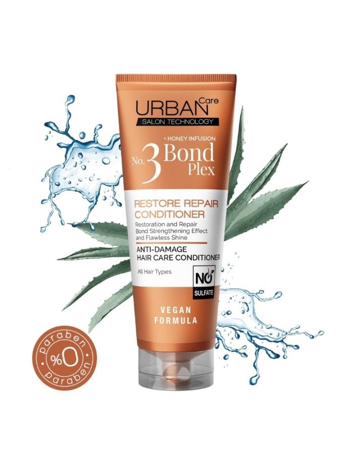 أوربان كير بلسم الشعر Urban Care رقم 3 Honey Infusion Bond Plex Restore Repair – 250 مل - Image 2
